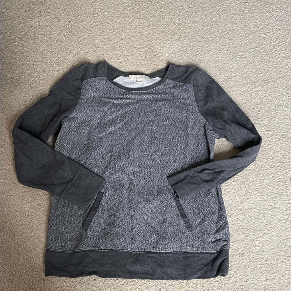 LOFT Womens Heather Gray Raglan Pullover Hoodie